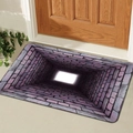 Tappetino bagno 3D con illusione ottica di tunnel in mattoni viola e grigi su legno - Gh-vision-3 / 40*60 Cm [nuovo Fango Di Diatomee]