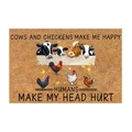 Detail of farm-themed door mat with cow and chicken graphics and humorous slogans - 40*60cm / Farm Animals Theme / Crystal Velvet