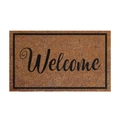 Close-up of brown loop wire doormat with Welcome text and black rectangular border - 40*60cm / Simple Welcome Style / Crystal Velvet
