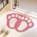 Tapis de bain rose en forme de pied en cachemire synthétique doux avec envers antidérapant - 40x60cm / Imitation cachemire / Rose - Empreinte-1