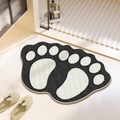 Tapis de bain antidérapant en forme de pied avec texture pelucheuse noire et blanche - 40x60cm / Imitation cachemire / Noir & Blanc - Empreinte-2