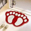 Détail du tapis de bain empreinte en peluche rouge et blanc ultra absorbant - 40x60cm / Imitation cachemire / Rouge & Blanc - Empreinte-3