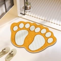 Détail du tapis absorbant orange en forme de pied avec motif d'empreinte blanc - 40x60cm / Imitation cachemire / Orange & Blanc - Empreinte-4