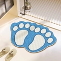 Blue foot-shaped bathroom mat with white footprint pattern on a stone floor - Footprints-5 / 40*60cm (Skin-friendly Velvet)