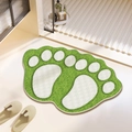 Close-up of green cartoon foot-shaped bath mat with thick plush texture and non-slip edge - Feet-6 / 40*60cm (Skin-friendly Velvet)