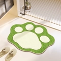 Close-up of cat paw non-slip bathroom mat with plush fibers and green textured surface - Feet-14 / 40*60cm (Skin-friendly Velvet)