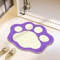Detailed view of purple cat paw bathroom mat with thick plush texture and non-slip edge - Feet-15 / 40*60cm (Skin-friendly Velvet)