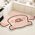 Détail macro du tapis de cuisine en boue de diatomée cochon avec texture antidérapante - 120*120cm (Polaire Douce) / Cochon Timide