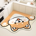 Détail du tapis de cuisine Shiba Inu montrant la texture antidérapante et la forme - 120*120cm (Polaire Douce) / Style Shiba Inu 1