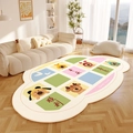 Detail of irregular cloud-shaped cartoon rug with animal print and lucky text motifs - 40x60cm / Bears Gathering