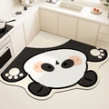 Detail of cute panda kitchen mat with soft texture and non-slip backing in cozy decor - Panda Hug