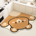 Tapis de cuisine en L avec motif d'ours mignon en terre de diatomée absorbante - 120*120cm (Polaire Douce) / Style Rilakkuma Hug 4