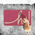 Modern rose red rectangular doormat with 'hi!' lettering and non-slip texture - 40x60cm / Pink