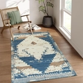 Macro detail of geometric patterned faux cashmere rug showing fine woven texture - 415mzf-6 / 40*60cm (Skin-friendly Velvet)