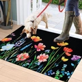 Tappeto assorbente in terra di diatomee con fiori colorati per lavatrice e bagno - 40*60cm / Fondo in Gomma Farina Fossile / Multicolore-3