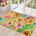 Dettaglio del tappeto in fango di diatomee con motivi floreali e trama antiscivolo - 40*60cm / Fondo in Gomma Farina Fossile / Multicolore-4