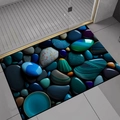 Moderne 3D-Kieselstein Badematte, saugfähig und rutschfest für das Badezimmerdekor - 40*60cm / Hautfreundlicher Stil / Mehrfarbiger Kieselstein Stil 6