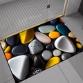 Detailansicht des bunten 3D-Kieselsteinmusters auf einer saugfähigen Badematte - 40x60cm / Hautfreundliches Fleece / Bunter Kieselstein 11