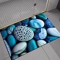 Detail der 3D-Kieselsteinmuster mit Blattader- und Marmortexturen auf der Badematte - 40x60cm / Hautfreundliches Fleece / Bunter Kieselstein 13