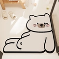 Tappetino da bagno antiscivolo in fango di diatomee, design animale bianco e assorbente - Gattino Seduto A D / Base In Gomma Di Terra Diatomacea 40*40 Cm
