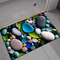 Detail der 3D-Kieselstein-Badematte mit lebendigen Farben und saugfähiger Textur - 40*60cm / Hautfreundliches Fleece / Mehrfarbiger Kieselstein Stil 14