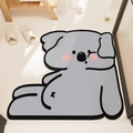 Cartoon koala shaped diatom mud bathroom mat with non-slip gray absorbent surface - 40x40cm / Slumping Koala / Crystal Velvet Dot Plastic Base / Gray