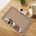Tapis pour animaux en boue de diatomée marron clair avec motif de caniche mignon - 40x60cm / Fond en Caoutchouc Terre de Diatomée / Famille de chiots-2