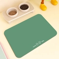 Detail of dark green non-slip pet feeding mat with cute white cat print and text - Solid Color Pet Mat - 6 / 30*40cm (Velvet Surface)