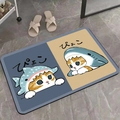 Schattige diatomiet vloermat met haaienkatten, absorberend en antislip voor entree - 40x60cm (Diatomeeënaarde Rubberen Voet) / Kattenpatroon 4