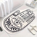 Detailed close-up of Hamsa Hand and Evil Eye pattern on soft plush bathroom mat - Hamsa Hand Style / 40*60cm (Faux Cashmere)