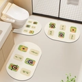 3-piece absorbent diatom mud bathroom rug set with cute cartoon bear and soft beige finish - Dog Blessing Diatom Mud Rubber Base / Small