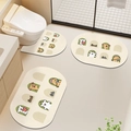 3-piece absorbent bathroom mat set with cute dog illustrations and Sweet Cute slogans - Line Art Dog Diatom Mud Rubber Base / Small