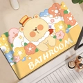 Simpatico tappeto bagno in diatomite con orsetto, fiori e scritta bathroom - 40x60cm (Base in Gomma di Diatomee) / Orso Giallo (MQ Orso-1)