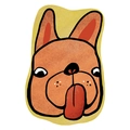 Irregular diatom mud bath mat featuring a cartoon bulldog illustration for bathroom decor - Funny Frenchie (Pebble-9)