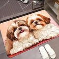 Absorbent Shih Tzu dog pattern mat shown in bathroom with slippers for scale - Cute Dogs - 5 / 40*60cm (Skin-friendly Velvet)