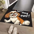 Close-up of Shih Tzu diatomaceous earth mat with 'best dog ever!' text on wood floor - Cute Dogs - 7 / 40*60cm (Skin-friendly Velvet)