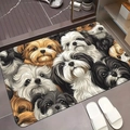 Detail view of Shih Tzu illustration bath mat with soft non-slip diatom mud texture - Cute Dog Pattern 8 / 40*60cm (Skin-friendly Velvet)