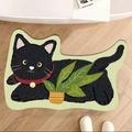 Tappeto da bagno assorbente in fango di diatomee con gatto nero e forma irregolare - 40*60cm (Fondo in Gomma Diatomee) / Gatto Nero Irregolare 2 (XL-异形小狗-2)
