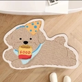 Tappeto da bagno assorbente a forma di cane cartone animato su pavimento in legno chiaro - 40*60cm (Fondo in Gomma Diatomee) / Cane Teddy Irregolare 3 (XL-异形小狗-3)