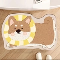 Detailansicht einer süßen Corgi-Saugmatte auf hellem Holzboden im Badezimmer - Xl-alien Puppy-6 / 40*60cm (Hautfreundlicher Samt)