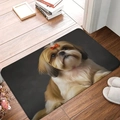 Paillasson absorbant en terre de diatomée avec motif chien Shih Tzu et coins arrondis - 40x60cm / Shih Tzu avec Nœud Rouge (XSGG-3)