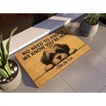Detailed texture of a Shih Tzu dog doormat with funny text placed at a home entrance - Cute Xsgg-8 / 40*60cm (Skin-friendly Velvet)