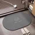 Tappeto da bagno ovale in diatomite grigio scuro con scritta Take A Bath decorativa - 40x60cm (Base in Gomma di Diatomee) / Vasca da Bagno Grigia Ovale (Vasca Semplice Ovale-4)