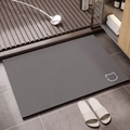 Detailed texture of dark grey diatom mud bath mat with white cat profile pattern - Gray Bear Square (Simple Bear Square-5)