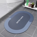 Tapis de bain absorbant en boue de diatomée avec design ovale et motif bleu - 40*60cm (Base en Caoutchouc de Terre de Diatomée) / Ovale - Bleu Tranquille