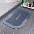 Tapis de bain demi-lune en terre de diatomées avec design bicolore bleu et Days Color - 40*60cm (Base en Caoutchouc de Terre de Diatomée) / Grand Coin Arrondi - Bleu Tranquille