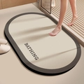 Tappeto da bagno ovale in diatomite assorbente con scritta BATHING e fondo antiscivolo - Bordo Dritto Rotondo - Stile Jianmu / Colore di Agar / 40x60cm