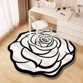 Irregular camellia diatom mud rug with black and white floral pattern for bedroom decor - 40x40cm (New Diatom Mud) / Irregular Rose Type 1