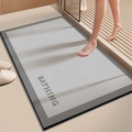 Macro view of non-slip diatom mud bath mat showing water absorption and texture - Rectangular - Skin Friendly Style / Premium Grey / 40x60cm