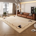Alfombra rectangular beige moderna con lindo patrón de perro para sala de estar - Perro Retro-2 / 40x60cm (Imitación Cachemira)